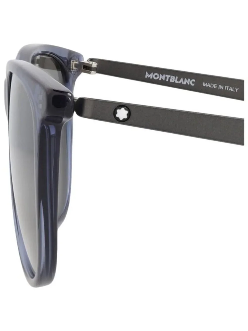 New Montblanc Mens Square/Rectangle Blue Ruthenium Silver Fashion Designer Sungl